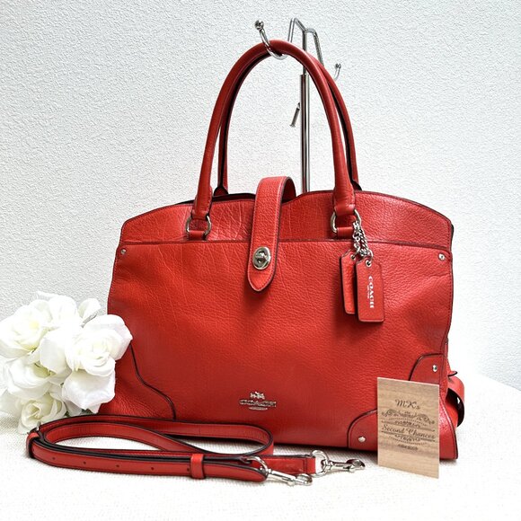 Coach Mercer Satchel style 37167 - Crossbody - Red (Carmine) Leather - EUC - Picture 1 of 14